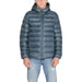 Gray puffy winter jacket with hood and zipper from Calvin Klein Men Jacket collection