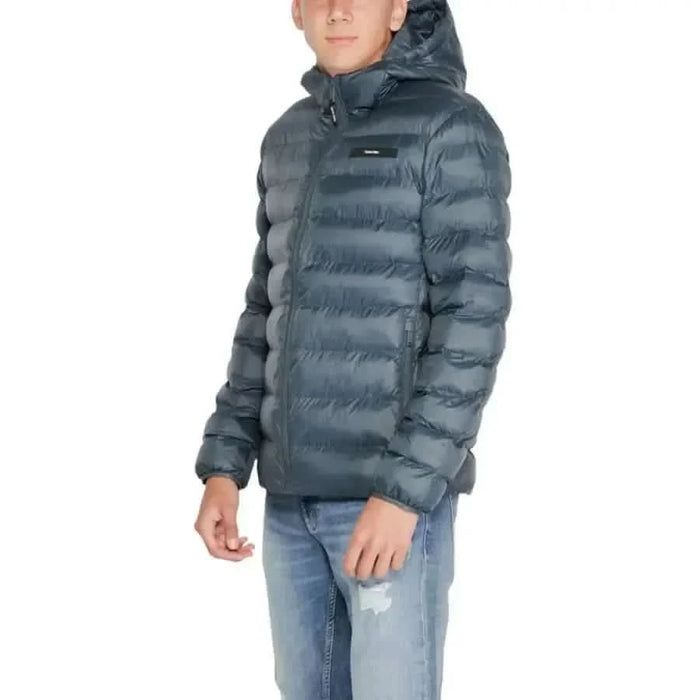 Gray puffy winter jacket with hood from Calvin Klein Men collection