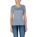 Gray t-shirt featuring metallic GUESS logo across the chest in stylish design