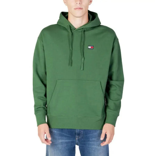 Tommy Hilfiger Jeans Men’s Green Hooded Sweatshirt with Chest Logo