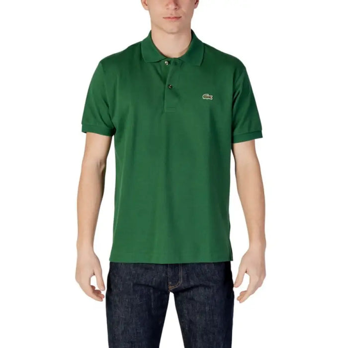 Green Lacoste Men Polo Shirt in Olive Green, showcasing classic style and comfort