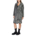 Grey faux fur coat with lapels paired with black combat boots in Ichi Women Jacket