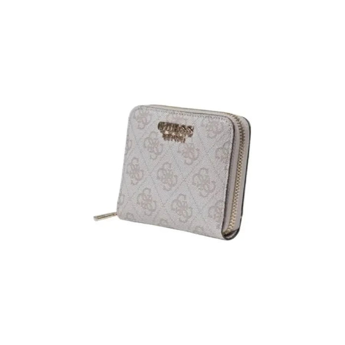 Grey patterned Guess zip-around wallet featured in Guess Women’s Beige Wallet with Zip