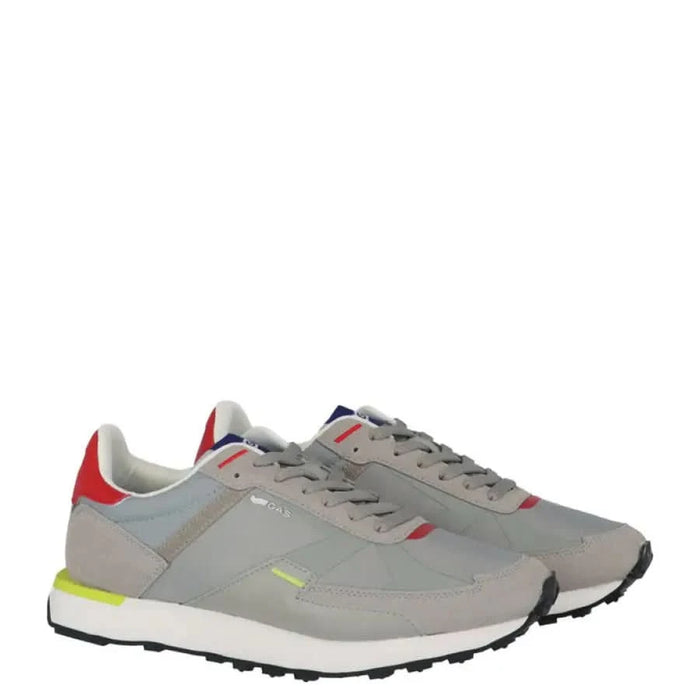 Spring summer Gas men sneakers, grey and red with a white sole, gas gender