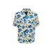 Hawaiian-style short-sleeved shirt in blue floral pattern on cream background by Only & Sons