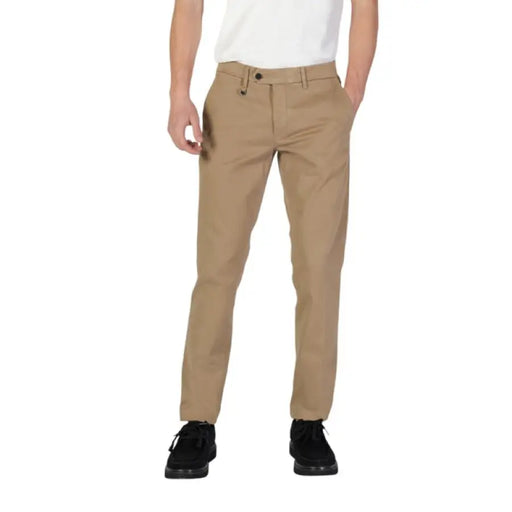 Khaki slim-fit dress pants with front pockets by Antony Morato for men