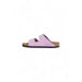 Lavender Birkenstock-style sandal with cork footbed and black sole for women