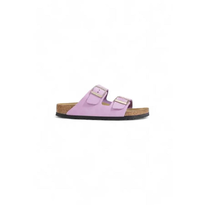 Lavender Birkenstock women’s sandal with adjustable straps and cork footbed