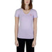 Lavender v-neck t-shirt with small triangular logo on chest - Guess Women T-Shirt