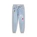 Light blue denim jogger pants with floral patches from Desigual Blue for women