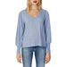 Light blue v-neck sweater with long sleeves and relaxed fit - Only Women Knitwear