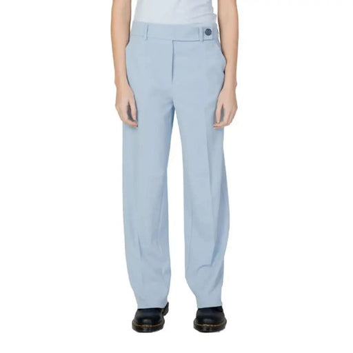 Light blue wide-leg high-waist trousers - Only Women Trousers collection