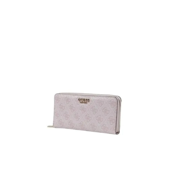 Light gray GUESS wallet with monogram pattern featured in Guess Women’s Pink Wallet