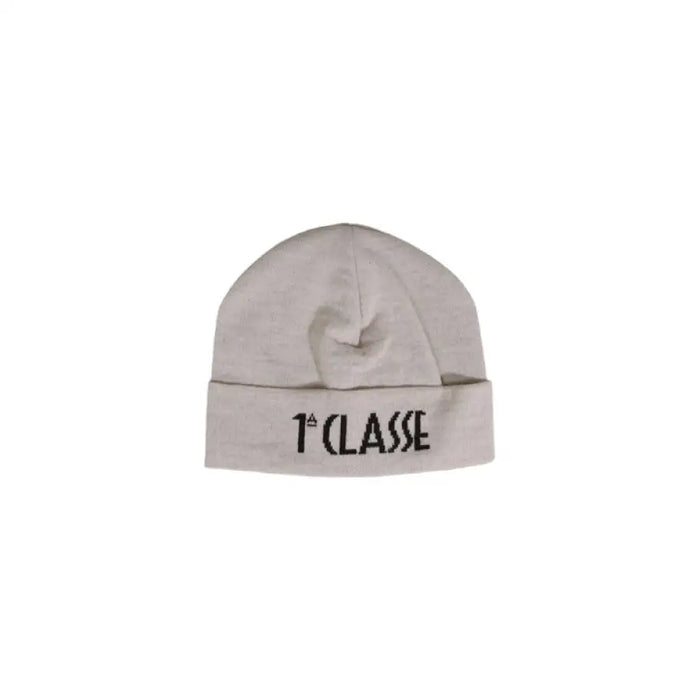 Light gray knit beanie featuring 1st CLASSE text from Alviero Martini Prima Classe