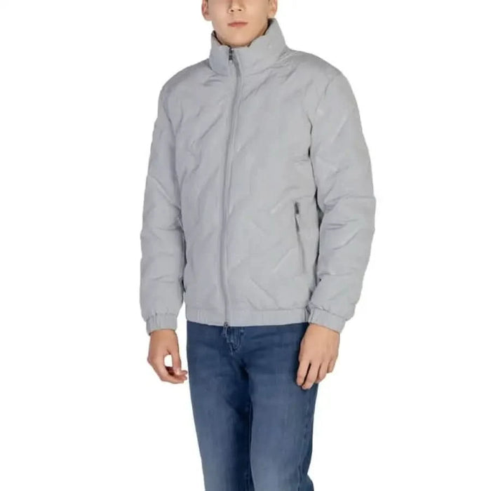 Light gray zip-up jacket with high collar from Antony Morato Men Jacket collection