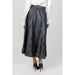 Sandro Ferrone Women Skirt: Long black leather with vertical slit cutouts