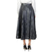 Sandro Ferrone dark gray leather skirt with vertical slit cutouts for women