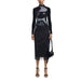 Long-sleeved black midi dress with abstract gray pattern, Desigual Women Dress