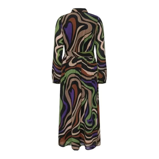 Long-sleeved multicolored abstract pattern dress by Only for Women