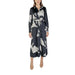 Long-sleeved black and gray abstract print shirt dress with belted waist by Only