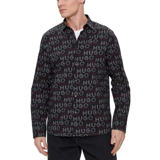 Hugo Hugo Men in black shirt with large print - Hugo Men Shirt.