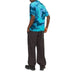 Man modeling Jack & Jones men shirt in blue with black pants