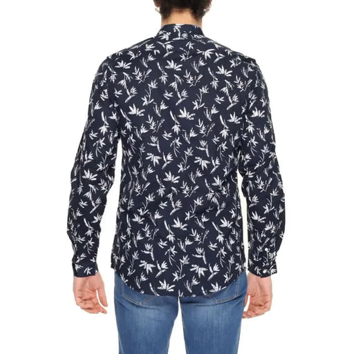 Man in Antony Morato navy shirt with white flowers - Antony Morato Men Shirt