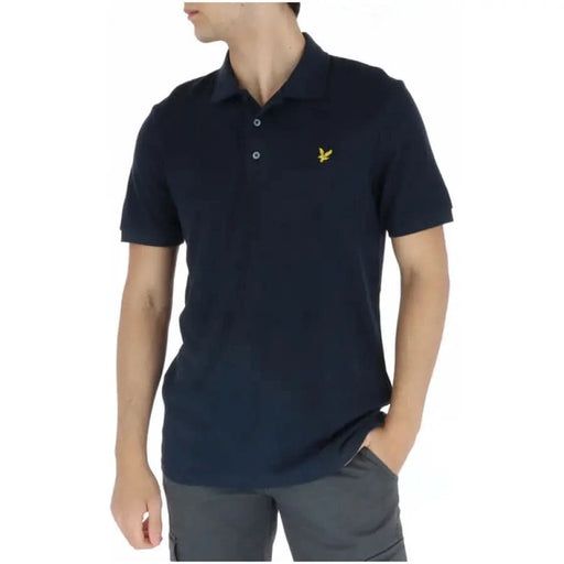 Lyle & Scott men polo in navy with yellow logo for urban style clothing