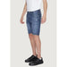 Antony Morato men shorts in urban style, man in white t-shirt and blue denim