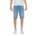 Man wearing Jeckerson white T-shirt and blue Jeckerson men shorts