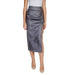 Metallic grey satin midi skirt with side slit from Only Women Skirt collection