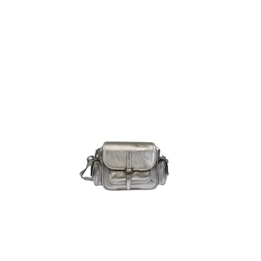 Metallic silver crossbody bag with front flap closure by Coccinelle Women Bag