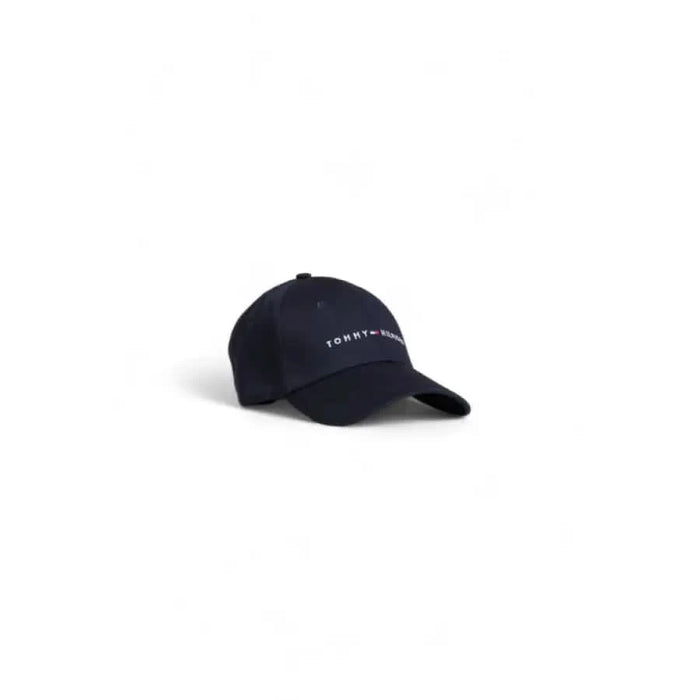 Navy blue Tommy Hilfiger men cap with white text embroidered on front