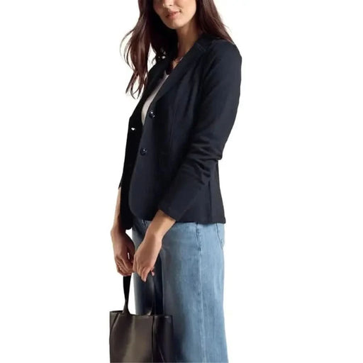 Navy blue blazer over a light-colored top from Street One Women Blazer collection