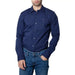 Tommy Hilfiger Men Shirt: Navy blue button-down dress shirt paired with blue jeans