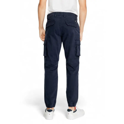 Navy blue cargo pants with multiple pockets and elastic cuffs for Gas - Gas Men Trousers