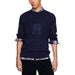 Navy blue crewneck sweater with subtle logo by Tommy Hilfiger for men