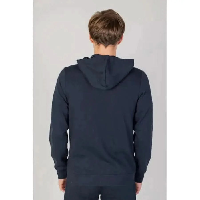 Navy blue hooded sweatshirt from Emporio Armani Men Sweatshirts displayed from the back