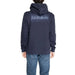 Navy blue Napapijri hooded sweatshirt featuring branding on the back for men