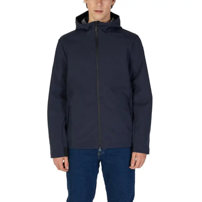 Navy blue hooded zip-up jacket with side pockets from Suns Men’s collection