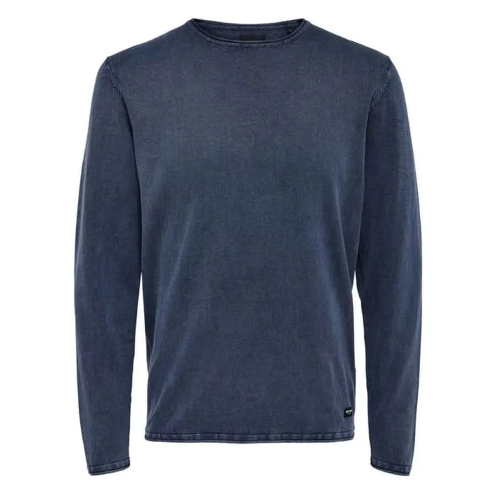 Navy blue long-sleeved crewneck sweater by Only & Sons from the Men Sweatshirts collection