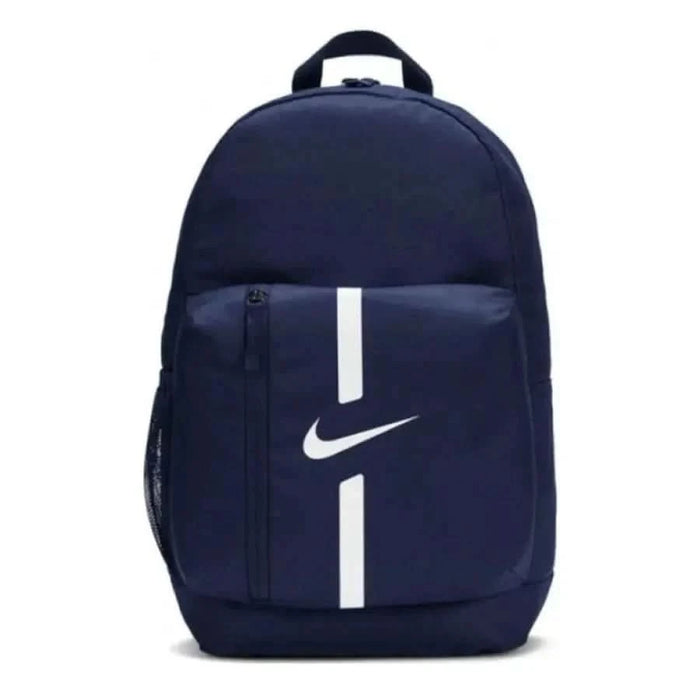 Navy blue Nike backpack featuring white logo and stripe for Nike Men Bag