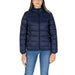 Navy blue puffer jacket from B.young with hood and pockets for women’s winter wear