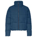 Navy Blue Puffer Jacket with Hood and Zipper - Only Women Urban Style Clothing