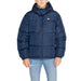 Navy blue puffy winter jacket with hood and logo patch from Tommy Hilfiger for men