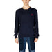 Navy blue ribbed sweater featuring a small red logo from US Polo Assn Men’s Knitwear