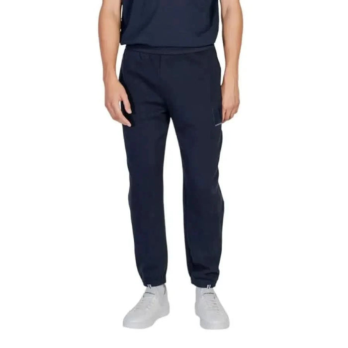 Navy blue Armani Exchange men trousers with elastic cuffs for a stylish fit