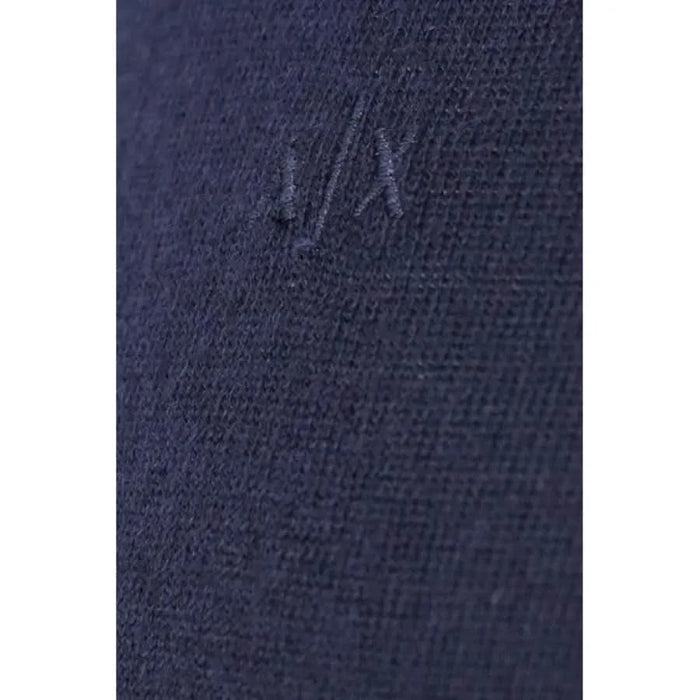 Navy blue textured fabric with subtle embroidered monogram in Armani Exchange Men Knitwear