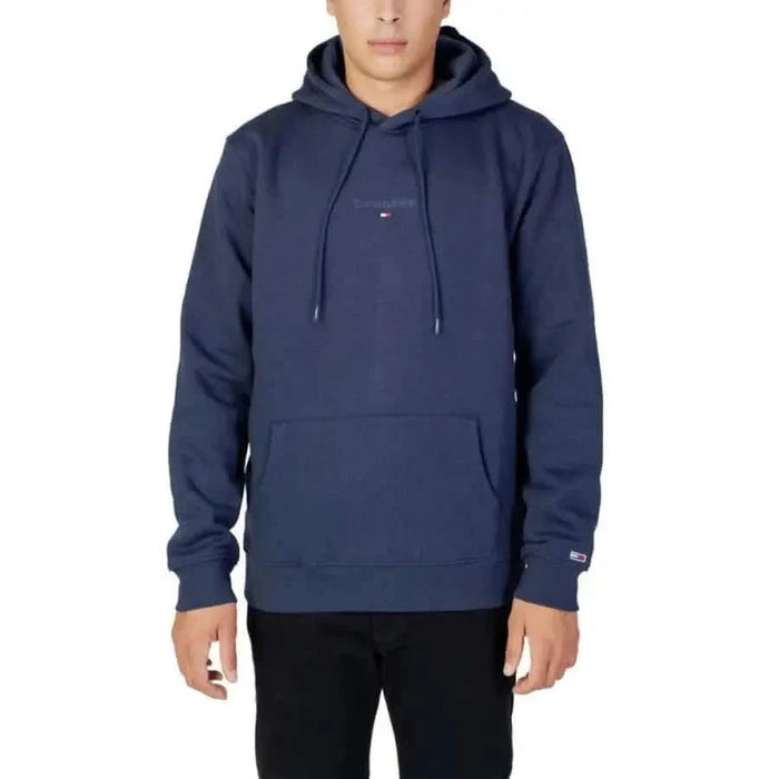 Navy blue Tommy Hilfiger hoodie sweatshirt with front pocket and drawstring hood