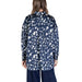 Navy blue and white patterned button-up shirt displayed from the back for Ichi Women’s collection